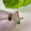 Natural Raw Watermelon Tourmaline Gemstone 925 Sterling Silver Ring 8 US, A 72