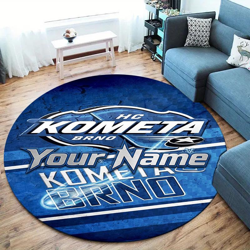 Bear Ice Hockey Team Custom Name Round Area Rug Carpet Rug For Living Room Bedroom Sofa Playroom Decor Nonslip Floor Mat
