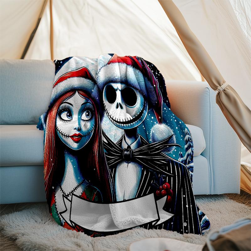 The Nightmare Before Christmas Theme Printed Blanket - Perfect for Couch, Bed, Travel & Outdoor Use | Machine Washable, Cozy & Durable.