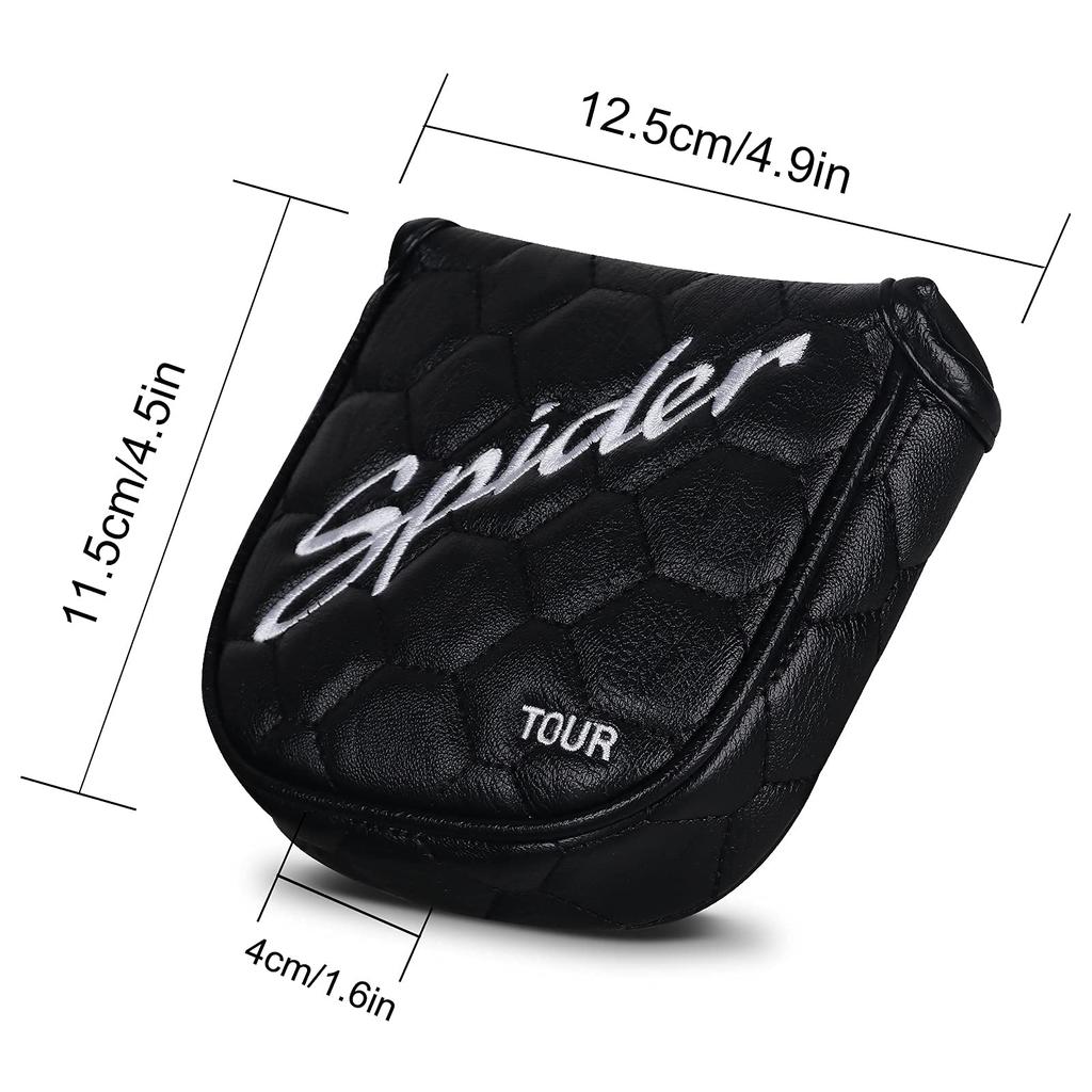 Чехол для головки паттера mytag Golf Mallet для TaylorMade Spider Tour с пяткой, чехол для головки клюшки с магнитом (Сильный магнит) (черный)