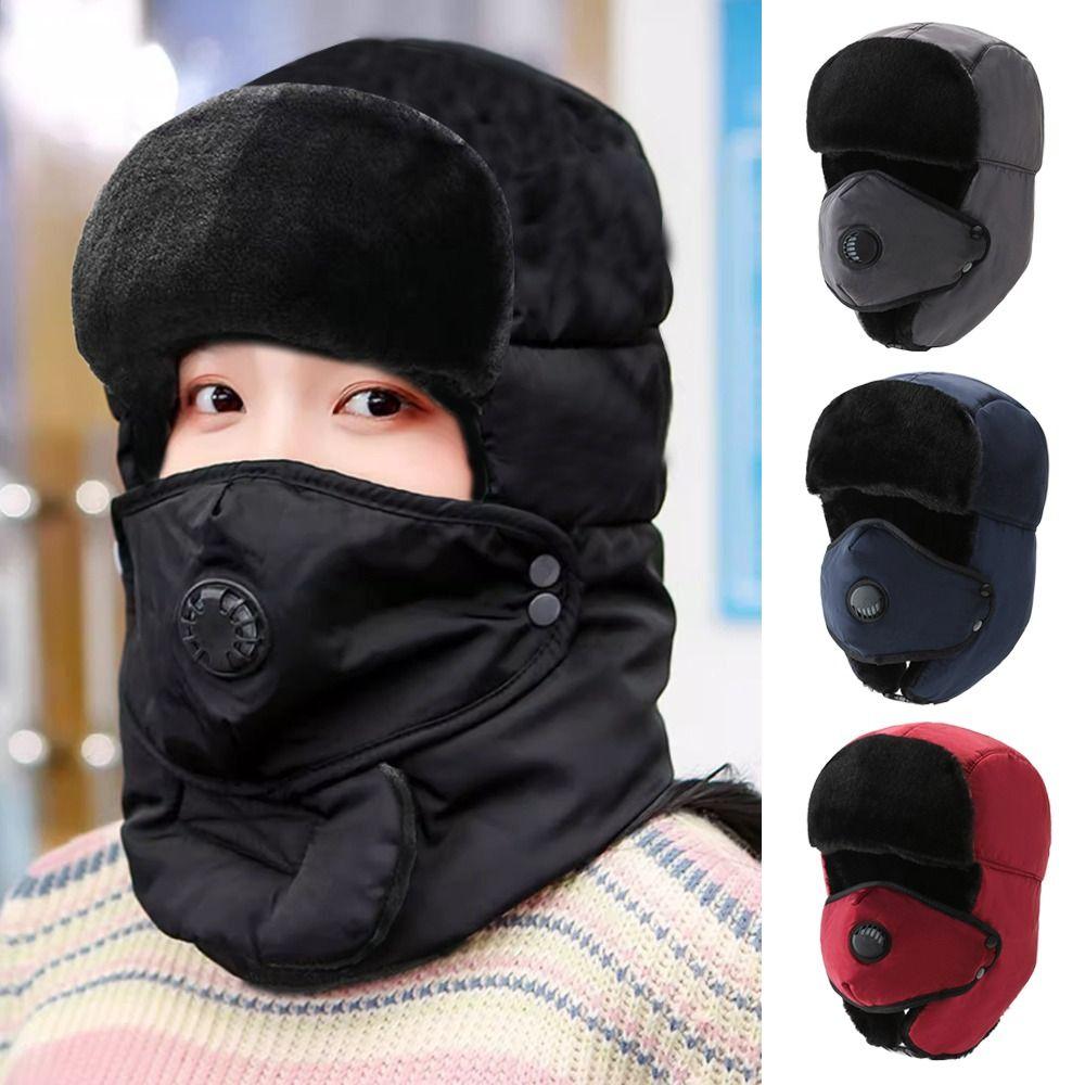 Warm Beanie Russian Caps Plush Winter Hat Outdoors Bomber Hat for Men Women