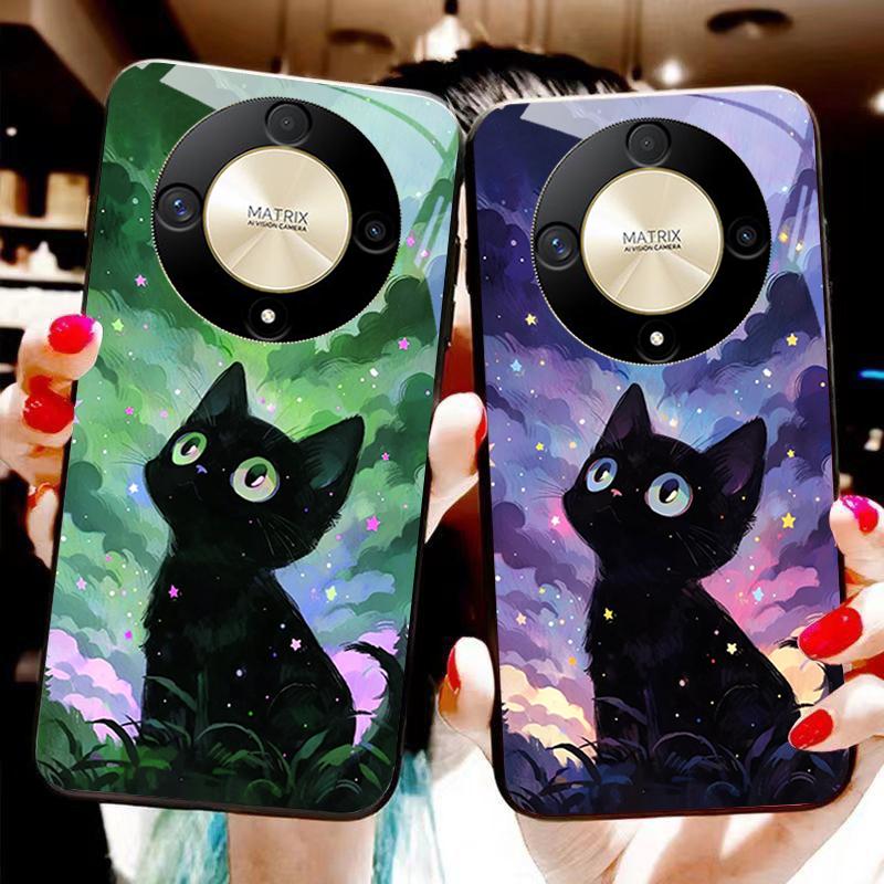 Милый маленький котик для Honor Magic 6 50 70 90 Lite X7b 200 Pro Nova 10 Nova 5T X6 P30 Pura 70 Ultra Чехол для телефона из закаленного стекла