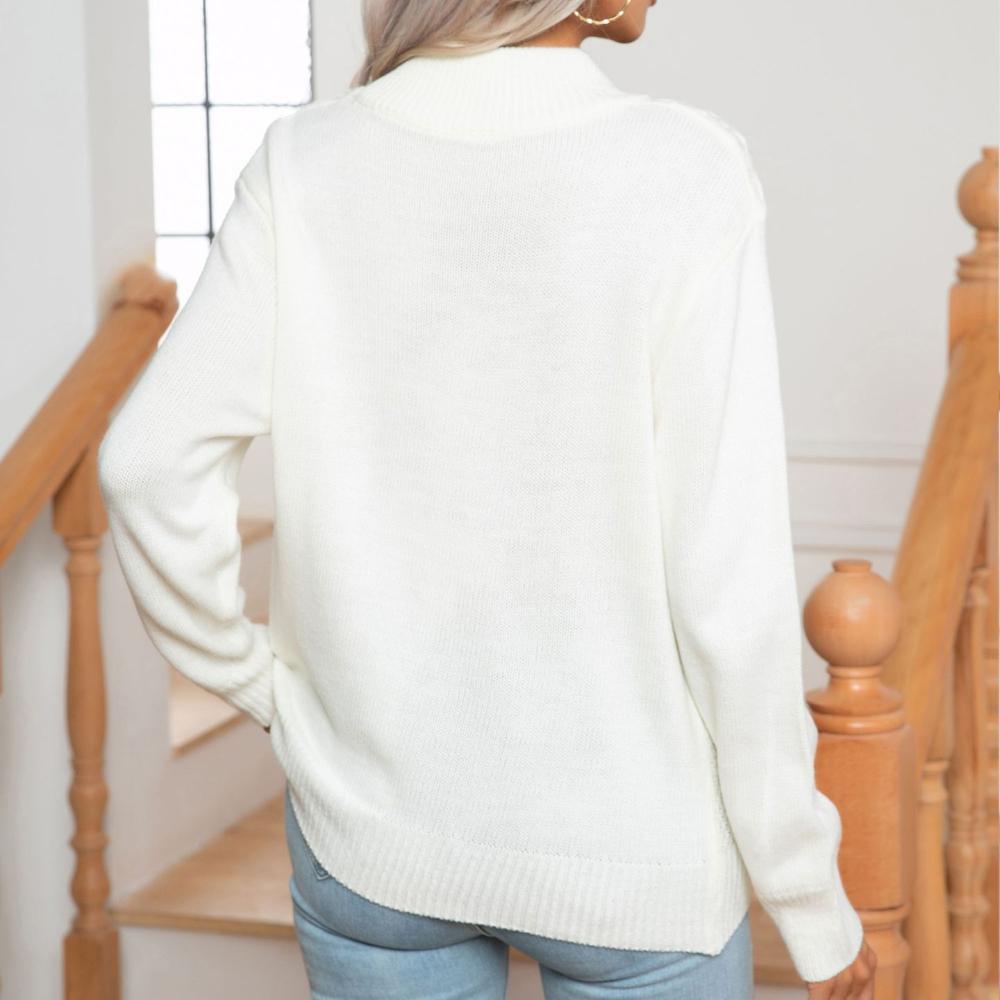 IHUASU Женское осенне-зимнее нижнее белье Hollow Collision Twist с длинным рукавом и полувысоким воротом, вязаный свитер