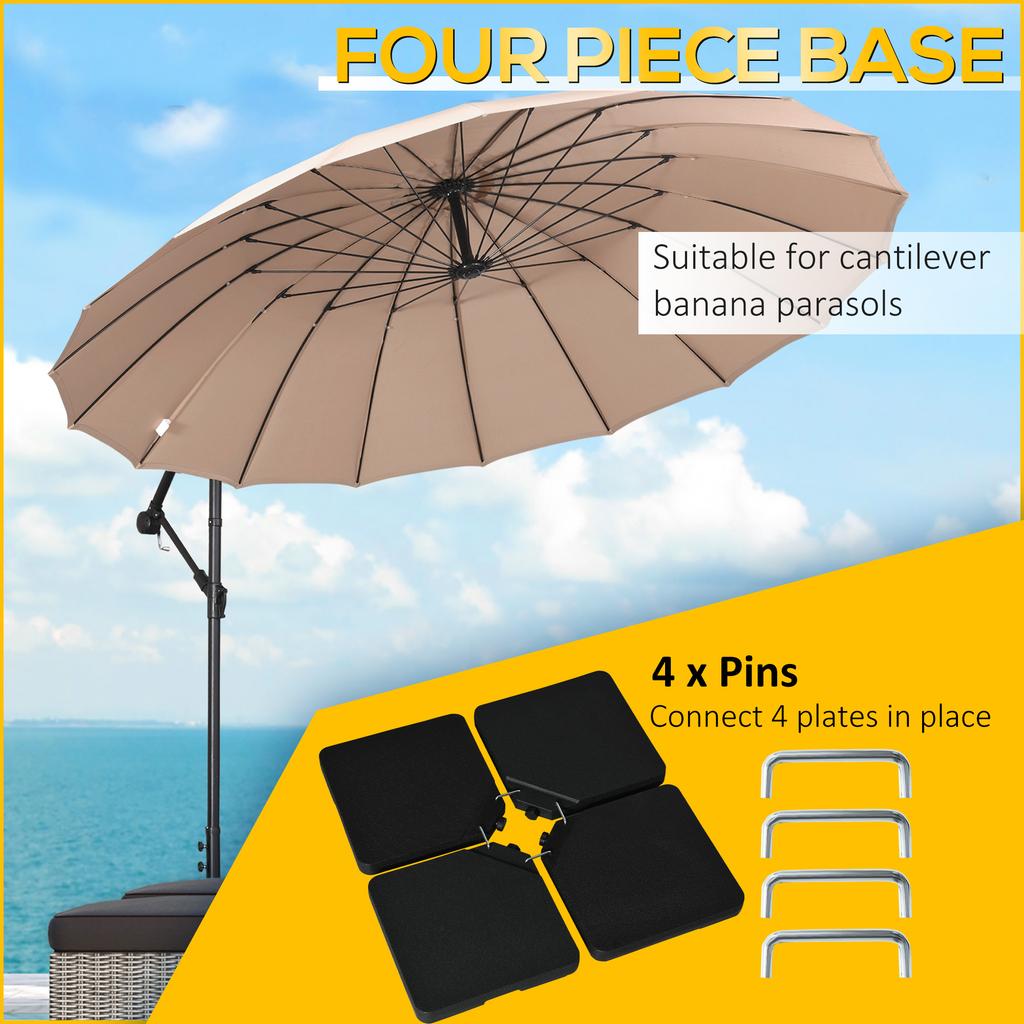 Four Piece Plastic Cantilever Parasol Base Black
