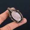 Rose Quartz Gemstone Pure Copper Wire Wrapped Handmade Pendant Jewelry Gift