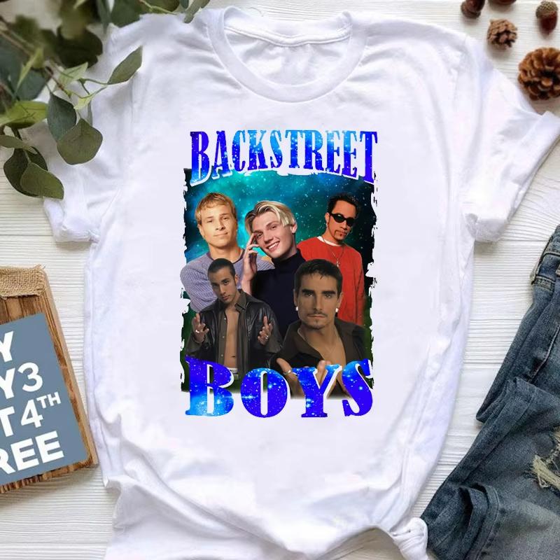 Летние футболки Backstreet Boys Рок-группа Короткий рукав Рок Женские Уличный тренд Поп Повседневные Харадзюку Графические Женские футболки