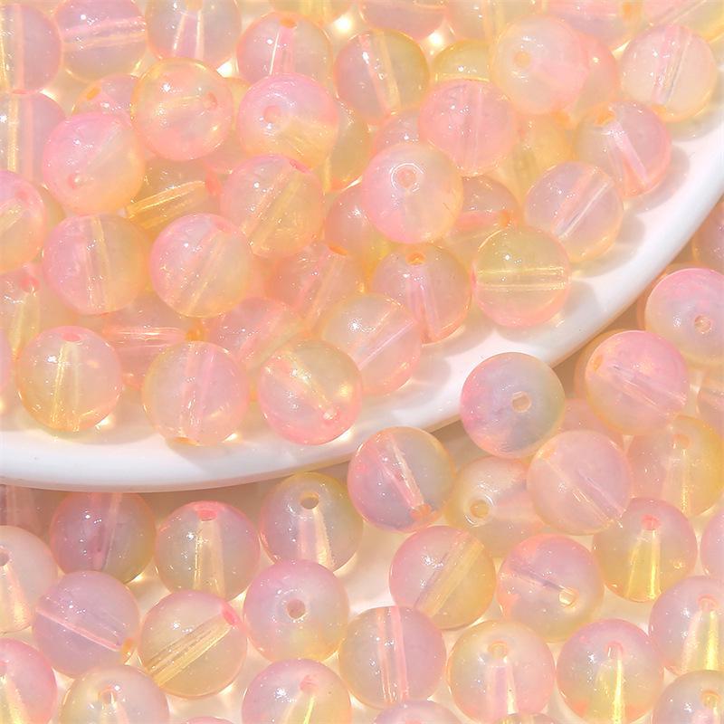 Комплект браслетов из бисера Summer Jelly Gold Glitter: Двойные стеклянные круглые бусины и полусахарные пузырчатые бусины