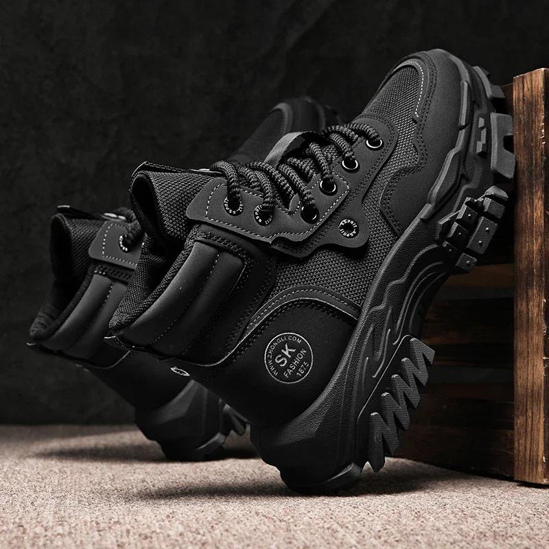 2024 Новые мужские ботинки Высокие мотоциклетные ботинки Модная кожаная обувь Повседневные уличные ботинки Ботильоны Мужские кроссовки Bota Masculina