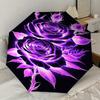 Fluorescent Purple Rose Auto-Open Close Umbrella - Foldable Design, 8-Bone Iron Frame, Outdoor, Festival Gift for Fans, Travelers, Daily Use