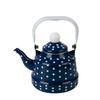 Enamel Kettle, Enamel Teapot, Stylish Retro Tea Kettle (Blue and White Dots Ancient Bell Kettle, 2.5L)