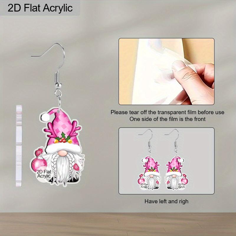 2D Плоские Акриловые Милые Розовые Рождественские Серьги-Подвески в виде Гнома, Подходят в качестве Праздничного Подарка для Женщин, Праздничные Украшения для Вечеринки.
