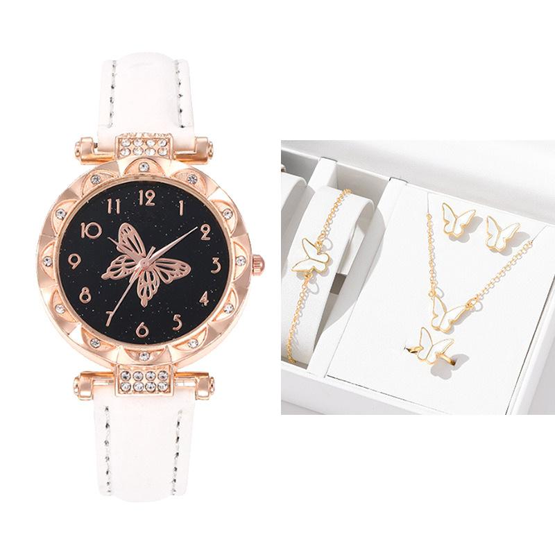 The  Women'S Bracelet Watch Is A Stylish Simple Butterfly Five-Piece Watch Set