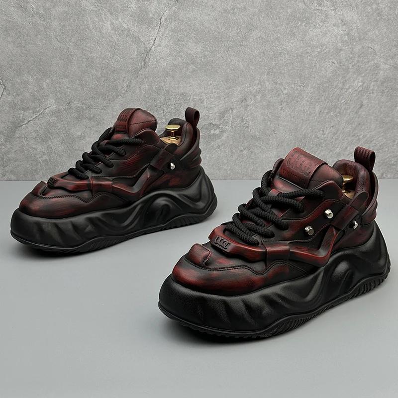 Модные мужские туфли из кожи для мужчин, мужские кроссовки, обувь для мужчин, роскошные дизайнерские мокасины на платформе для мужчин, кожаные мужские туфли