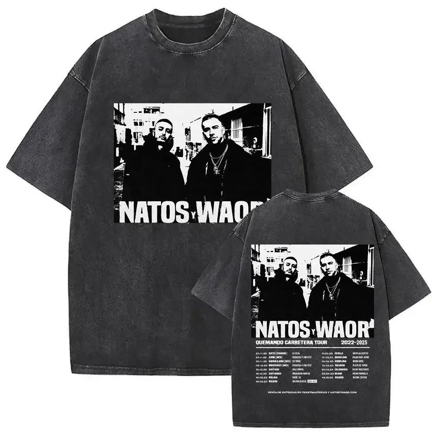 Vintage Washed Natos Waor 13 Logo Album T Shirt Hip Hop Rap Gothic Clothing Tshirt Men Women High Quality Short Sleeve T Shirts