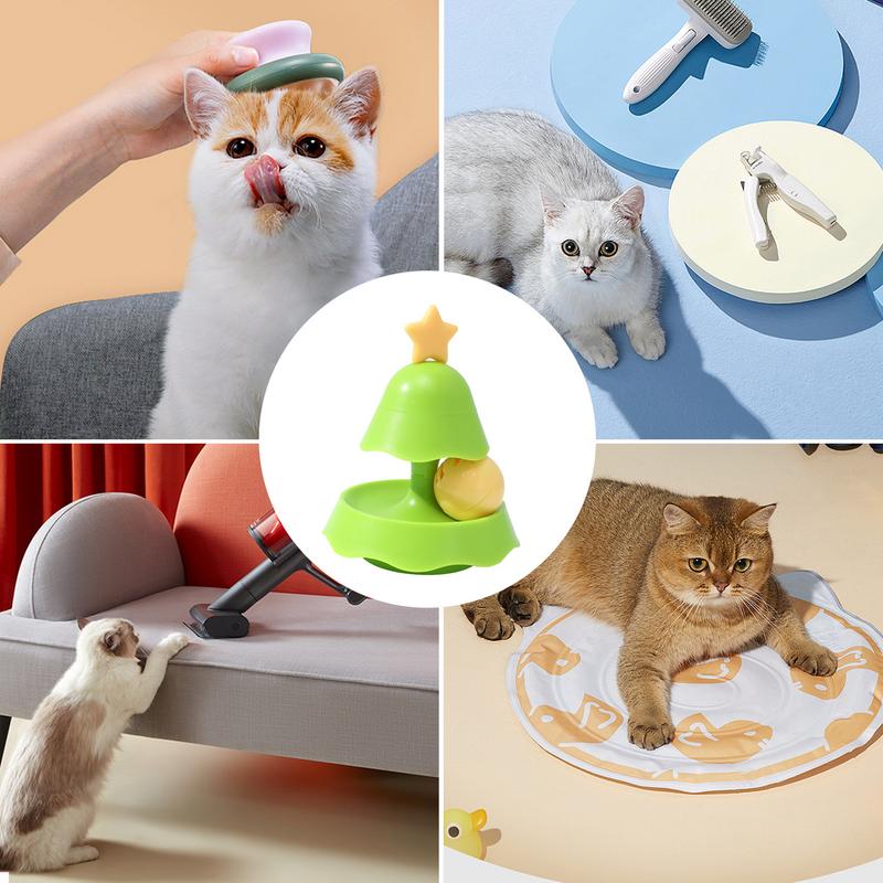 Cat Tower Roller Toy Christmas Tree Turntable Roller Balls 2 Layers Interactive Cat Roller Toys With Catnip And Teaser Toys For