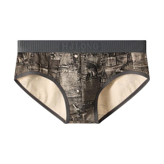 Мужские трусы с отдельными карманами, имитация джинсов, принт, удобная посадка, высокая эластичность, повседневная одежда