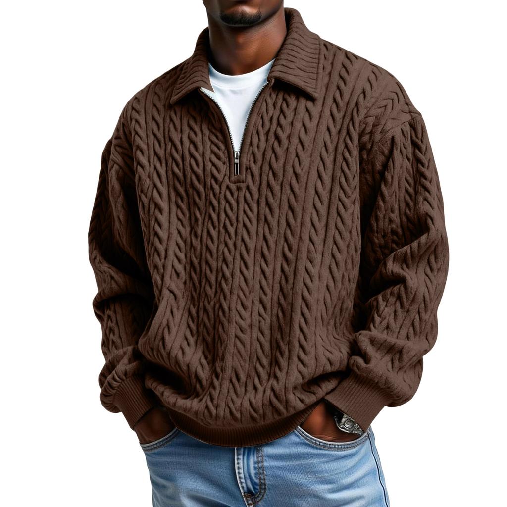 Мужская Спортивная Повседневная Толстовка с Принтом, Отложным Воротником и Молнией до Середины