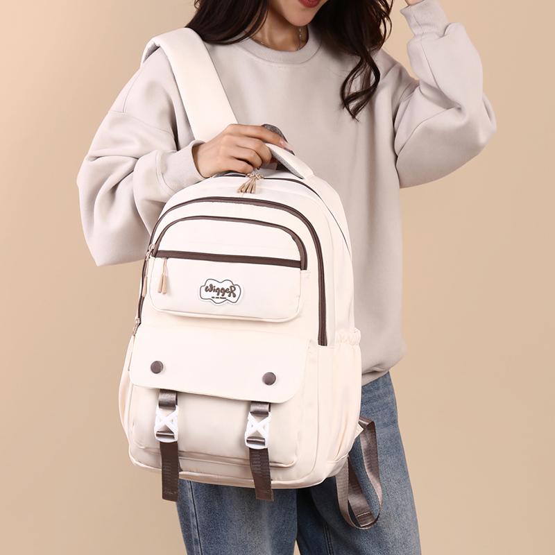 Children's Schoolbag Solid Color Women's Large Capacity Backpack Water-Repellent Backpack Student Backpack