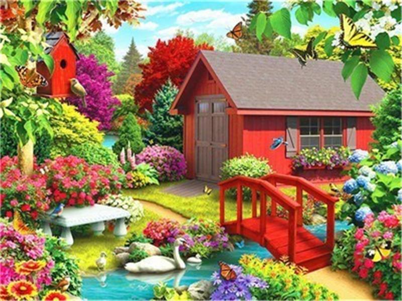 Наборы для алмазной живописи, пейзажные стразы, 5D Алмазная вышивка, вышивка крестом, дом, мозаика, вышивка крестом, ремесло