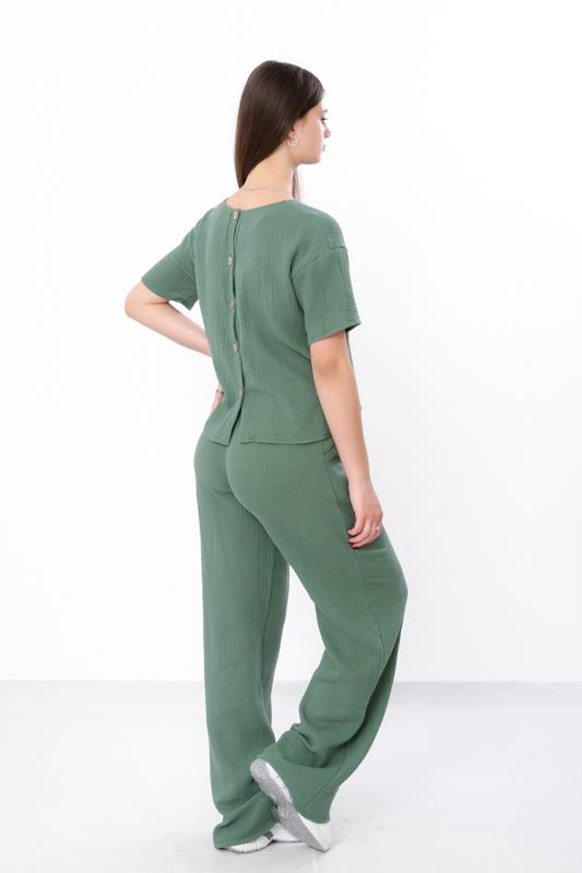 Teen Girls’ Muslin Set – Lightweight Blouse with Patch Detail & Loose Pants Summer 6433-118 HC
