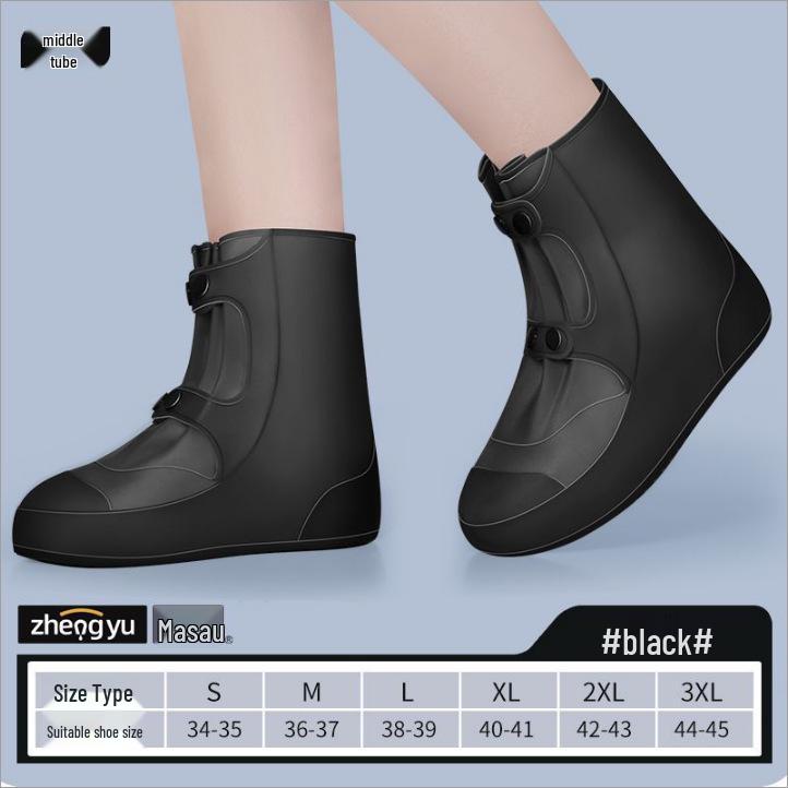 Children's and Men's Waterproof Non-slip Rain Boot Covers - Reusable, Wear-resistant Silicone for Cycling and Outdoor Use.