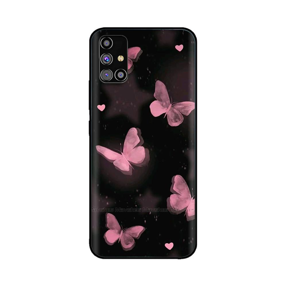 For Samsung Galaxy A51 Phone Case Heart-Butterfly Funda For Samsung A51 Case A 51 4G 5G Cover Protection Liquid Silicone Bumper