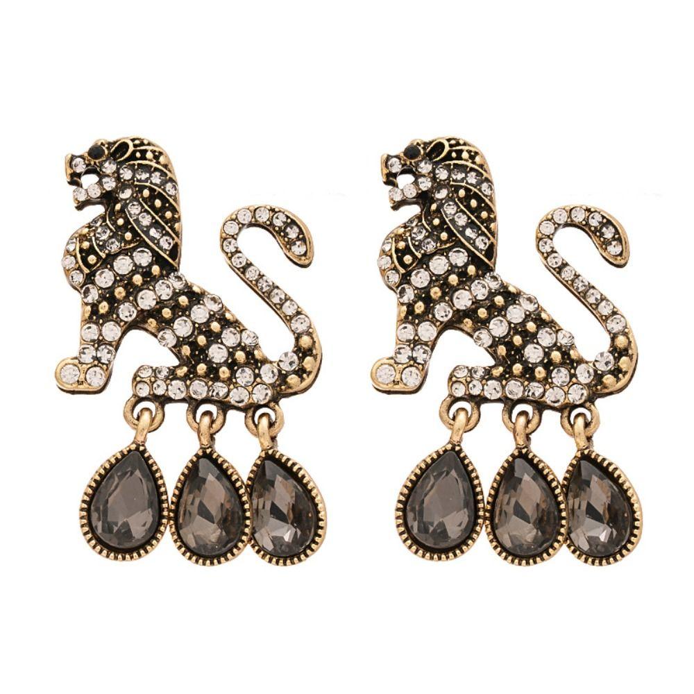 Exaggerated Lion Tassel Earrings Vintage Women's Jewelry Water Droplet Fringe Earrings  Party