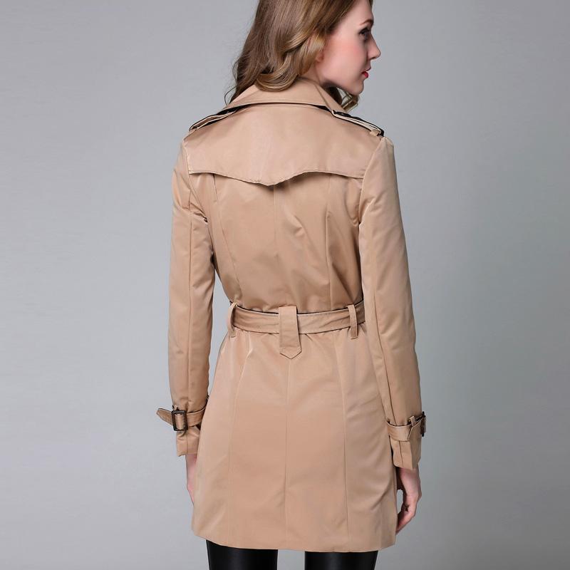 Двубортный плащ на кокетке с поясом и отложным воротником VANGULL