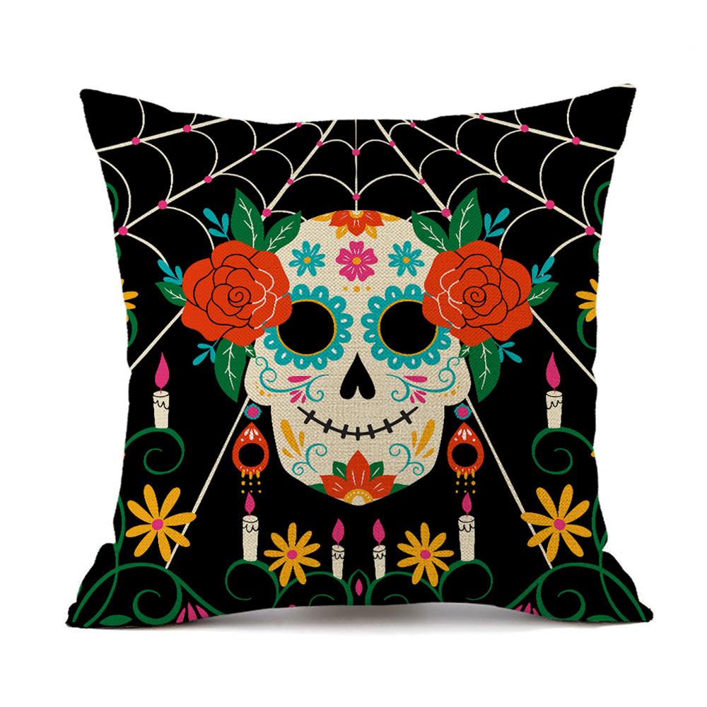2023 New Halloween Throw Pillow Cover with Terror Theme Party Decoration Print Skull Head Throw Pillow Cover