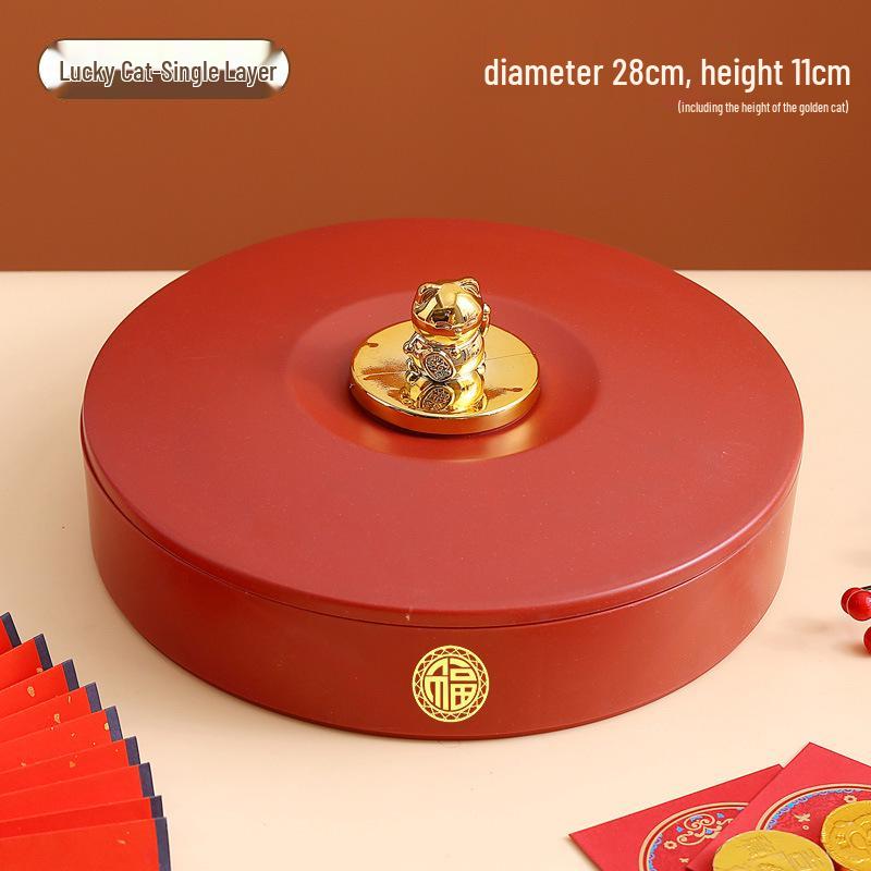 Тарелка для закусок в китайском стиле к Новому году 2025: Многоярусная подставка для фруктов, конфет и орехов для журнального столика и гостиной.