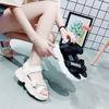 Foreign Trade Sandals Women's Rubber Muffin Heel Fabric Breathable Fashion 2025 Summer Velcro Sports Sandals
