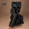 Anatomical Hand Bone Art 3D Printed Melting Skeleton Statue Matte Black Gothic Skull Holding Unique with Thorns Design Chin Figurine Dark