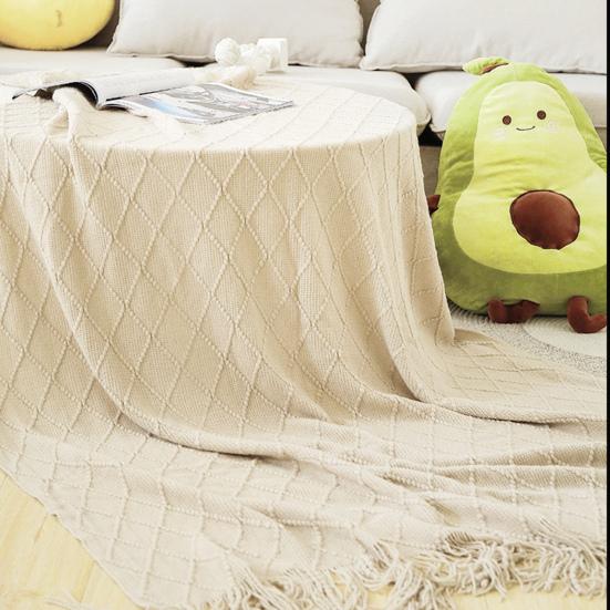 Вязаное одеяло с кисточками, легкое эластичное тканое одеяло для всесезонной вязальной машины