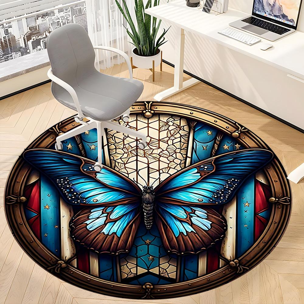 1pc Butterfly Stained Glass Chair Carpet for Office, Non-slip, Soft and Durable Leisure Rug, Perfect for Office, Living Room yy251103160