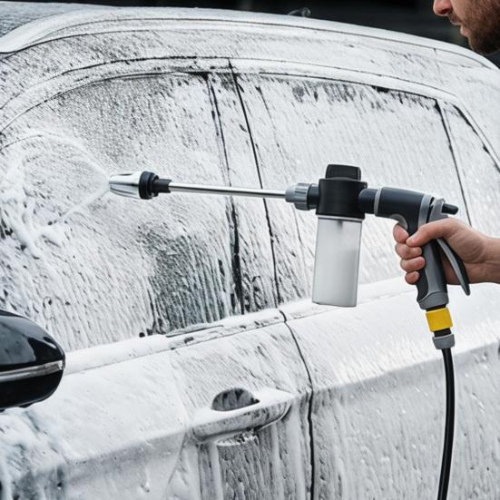 Распылитель воды для автомойки со встроенным бачком для пены, большой поток воды, насадка под давлением и эргономичная ручка, водяной пистолет