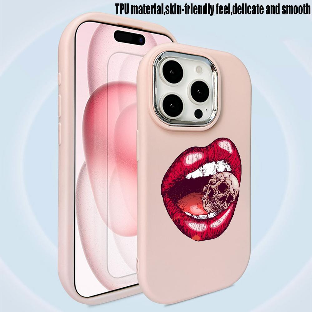 Мягкий чехол LZ20 Lips kiss для Samsung S24 Ultra S23 Plus S21 FE A16 A54 A34 A05s A06 Infinix Hot 40 30i, защитный противоударный чехол для объектива