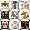 Halloween Decorative Pillowcases Fun Skull Print Pillowcases Suitable for Home Living Room Sofa Room Decoration