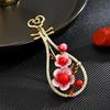 Plum Blossom Pipa Blossom Pipa Women Brooch Flower Crystal Plum Lapel Pins Plum Brooch  Ornament