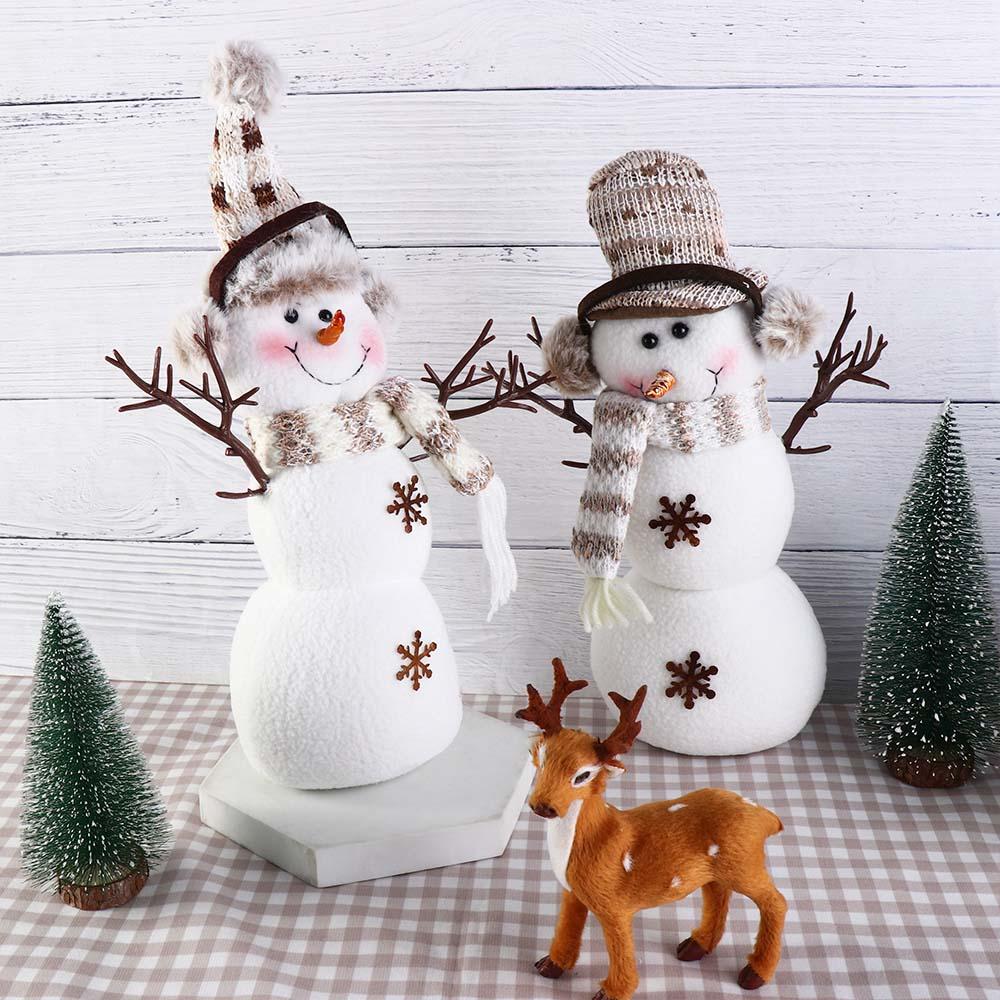 Reusable Christmas Snowman Decoration Handmade Snowman Doll Desktop Ornaments Living Room
