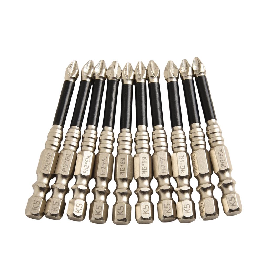 10 Pcs/1 Set Cross Magnetic Screwdriver Bit Alloy Steel Anti Slip Long Drill Bits PH2 Hand Tool Accessories