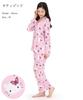 Hello Kitty Shirt Pajamas Powder Stretch Long Sleeve Long Pants Top and Bottom Set Room Wear Loungewear [SAZAC] Women's (Pink/M/SAN1906)