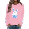Women's Fashion Casual Easter Bunny Print Casual Long Sleeve Round Neck Sweatshirt Top