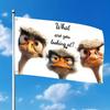 2D Flat, 1pc, 2D Flat, 1pc Featuring Three Playful Ostriches with the Text "What Are You Looking At?" - a Fun Cartoon Animal with a Humorous and Creat