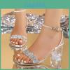 Style Crystal High Heel Sandals With Synthetic Upper For Summer Fashion
