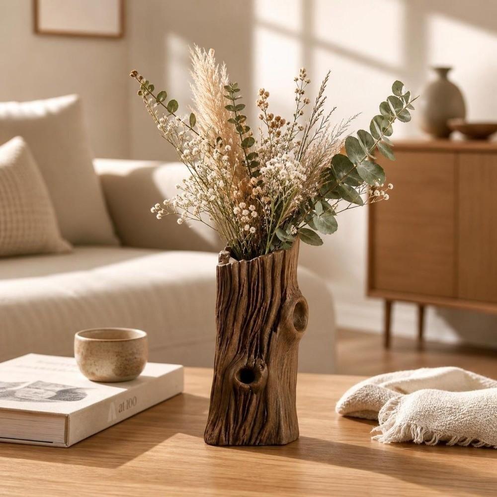 Desktop Decor Plant Pot Tree Hole Shape Succulent Pot Natural Style Planter Indoor Display