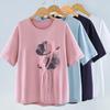 100% Cotton Short -sleeved T -shirt Women In Summer Simple and Loose Half -sleeved Large Size Women's Ingredients