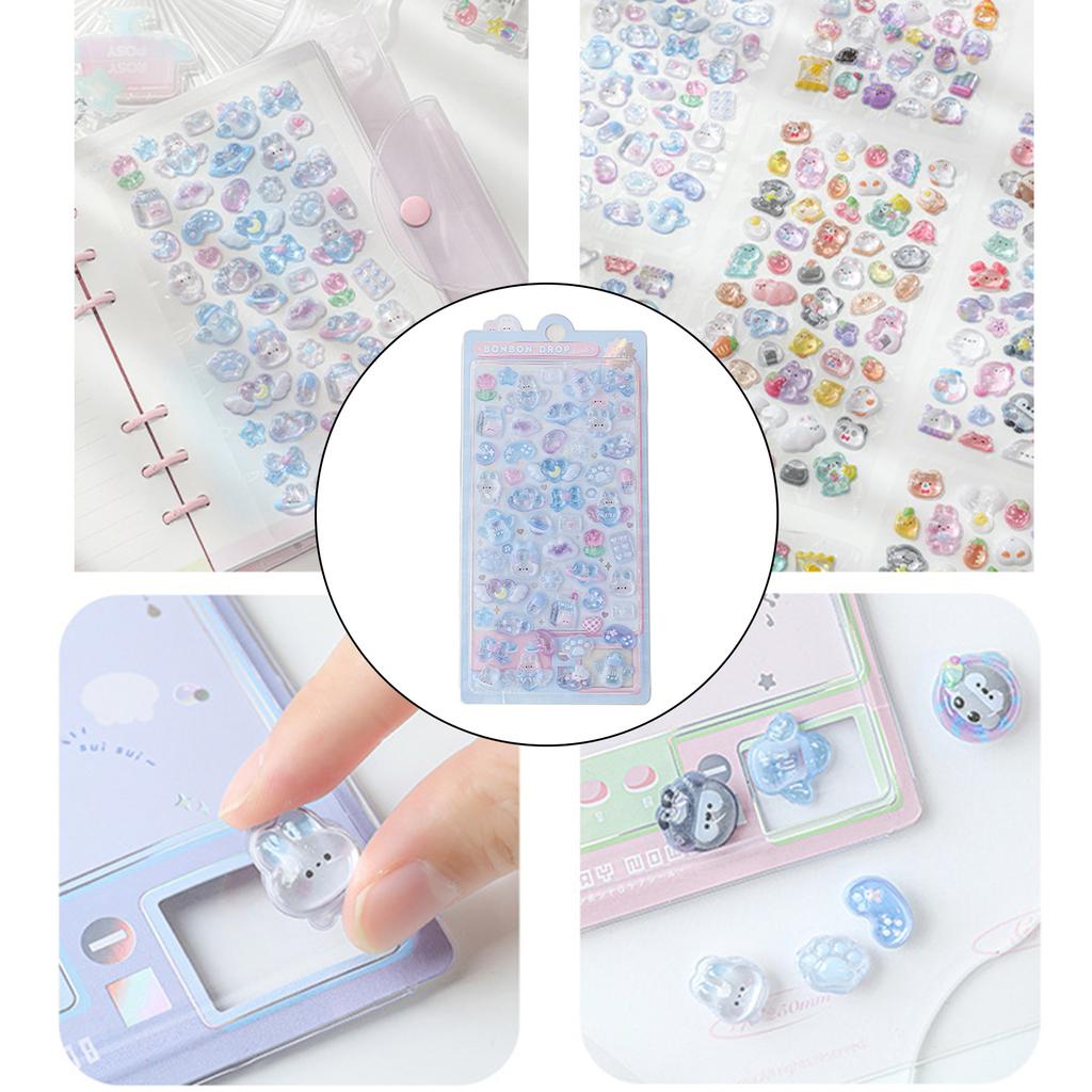 Cartoon 3D Stickers Scrapbooking Stickers Cartoon Animal Stickers for Planner Journals Tablet Skateboards Nail Decals
