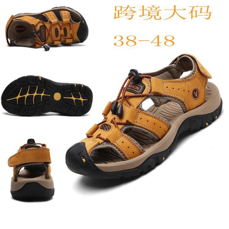 2025 New Large Size Men's Sandals Beach Sandals Microfiber Leather Bag Head Anti-collision Outdoor Creek Shoes Men