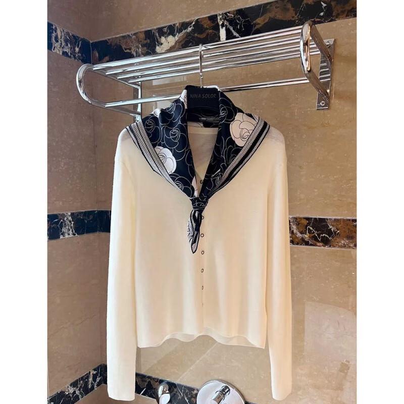 NINA SOLOR Classic Camellia Silk Scarf