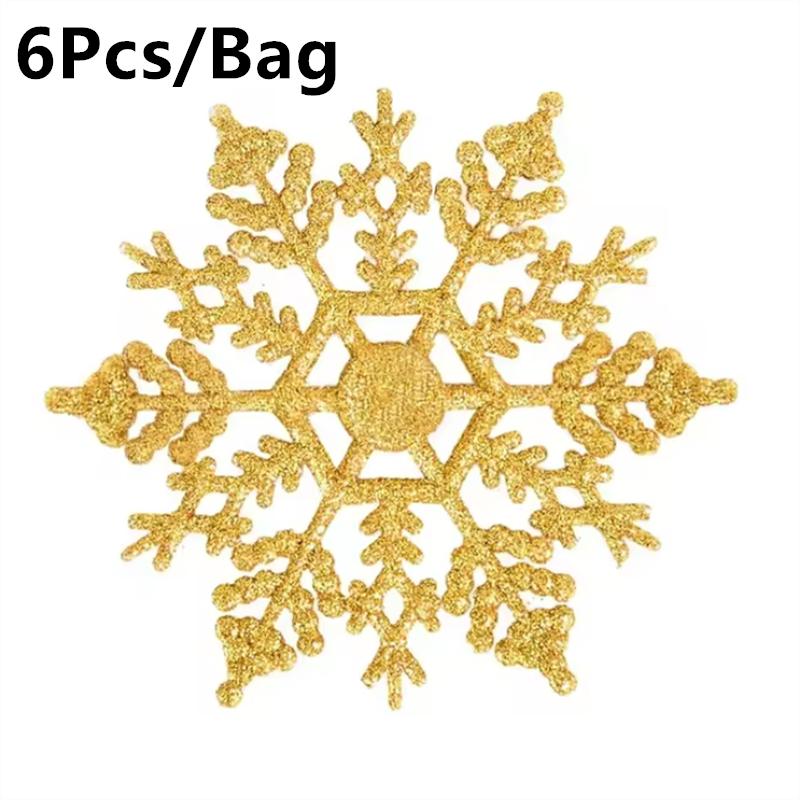 Украшения Рождественские снежинки 6 шт. Украшения Рождественская елка Серебряный блестящий кулон Искусственная пластиковая поддельная снежинка бусина